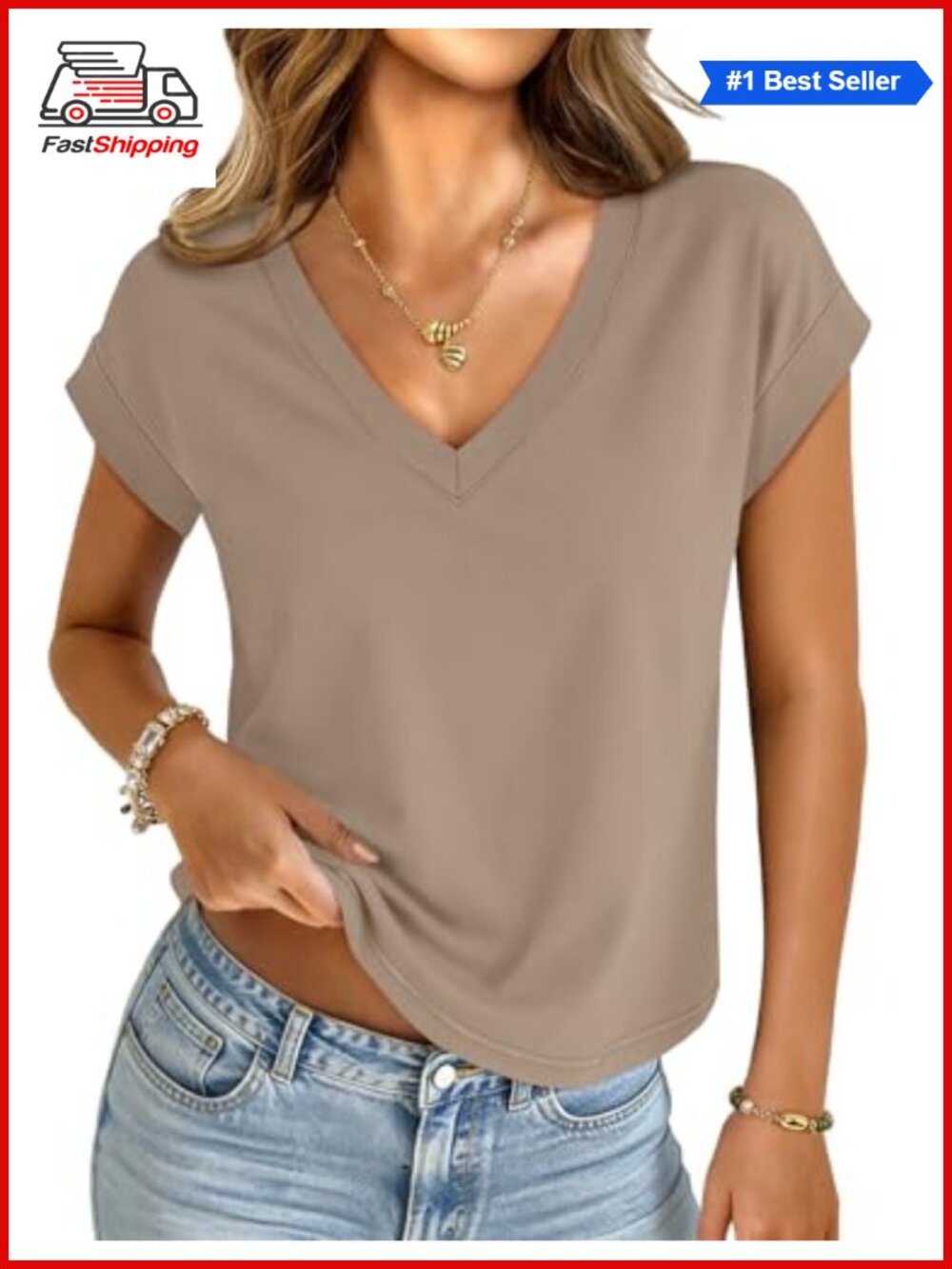 ✨ Women's Crop Top V Neck Short Sleeve Cap Sleeve Summer Basic Tee